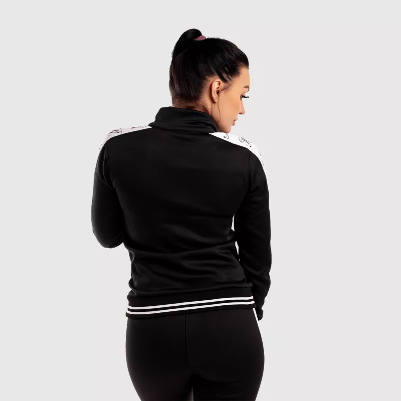Női fitness cipzáros pulcsi Iron Aesthetics Striped, fekete-7
