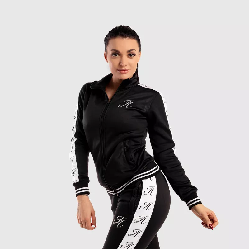Női fitness cipzáros pulcsi Iron Aesthetics Striped, fekete-9