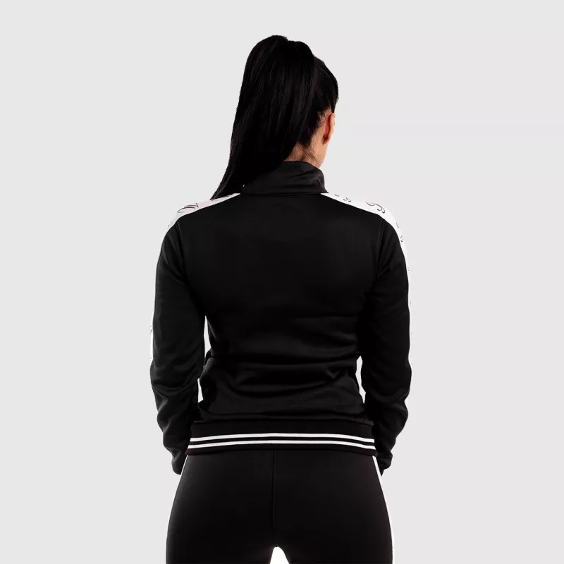 Női fitness cipzáros pulcsi Iron Aesthetics Striped, fekete-12