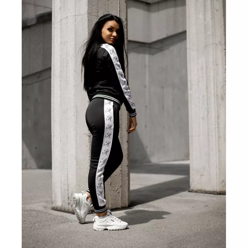 Női fitness cipzáros pulcsi Iron Aesthetics Striped, fekete-8