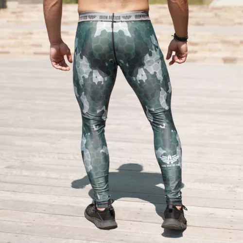 Férfi leggings Iron Aesthetics Net Camo Green