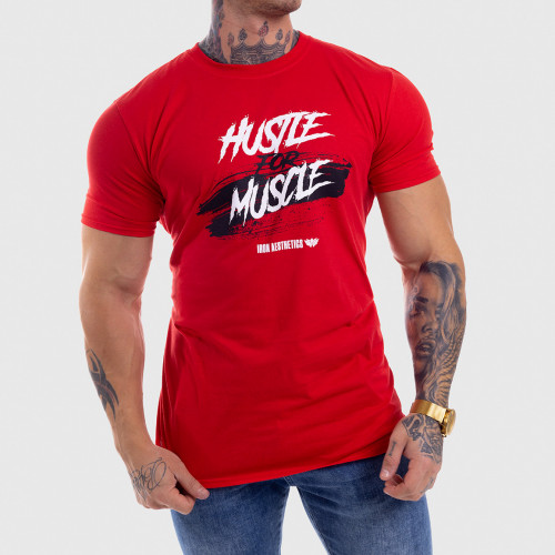 Férfi fitness póló Iron Aesthetics HUSTLE FOR MUSCLE, piros