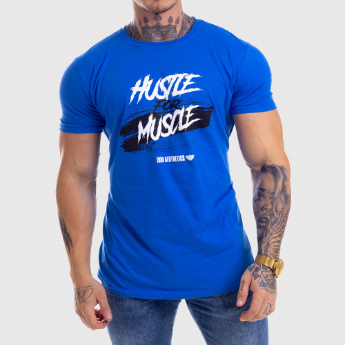 Férfi fitness póló Iron Aesthetics HUSTLE FOR MUSCLE, kék