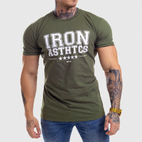 Férfi fitness póló Iron Aesthetics VARSITY, zöld