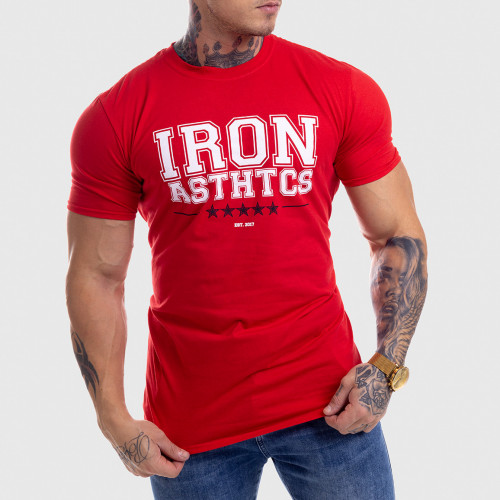 Férfi fitness póló Iron Aesthetics VARSITY, piros
