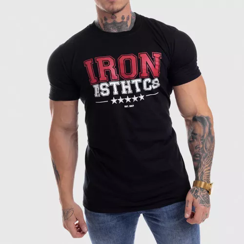 Férfi fitness póló Iron Aesthetics VARSITY, fekete