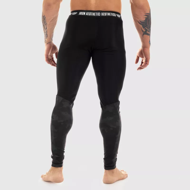 Férfi leggings Iron Aesthetics Black Camo-6