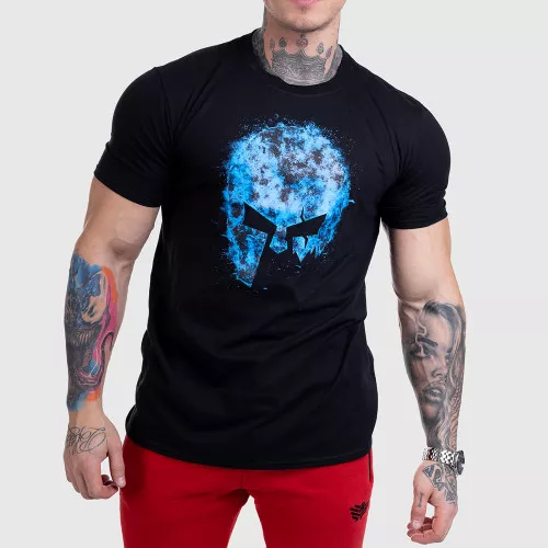 Ultrasoft póló Iron Aesthetics Skull BLUE FIRE, fekete
