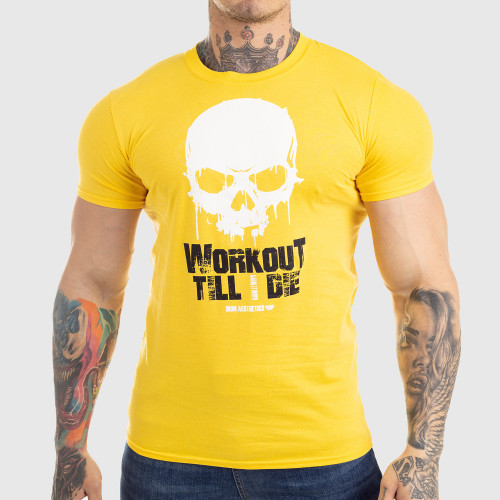 Ultrasoft póló Workout Till I Die, sárga