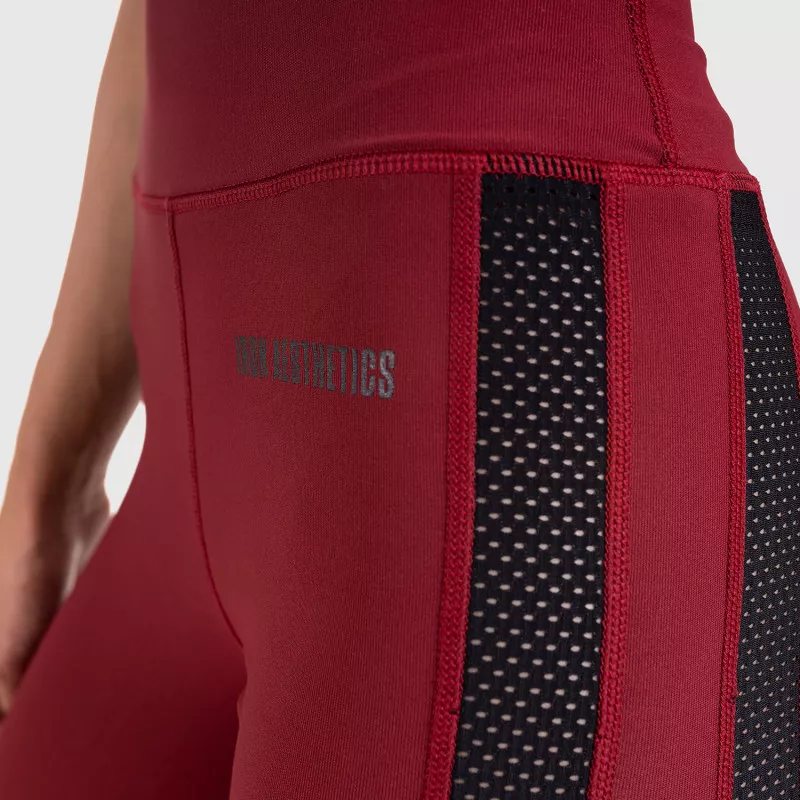 Női magasderekú leggings Grid - Iron Aesthetics, bordó-3