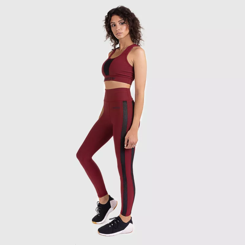 Női magasderekú leggings Grid - Iron Aesthetics, bordó-10