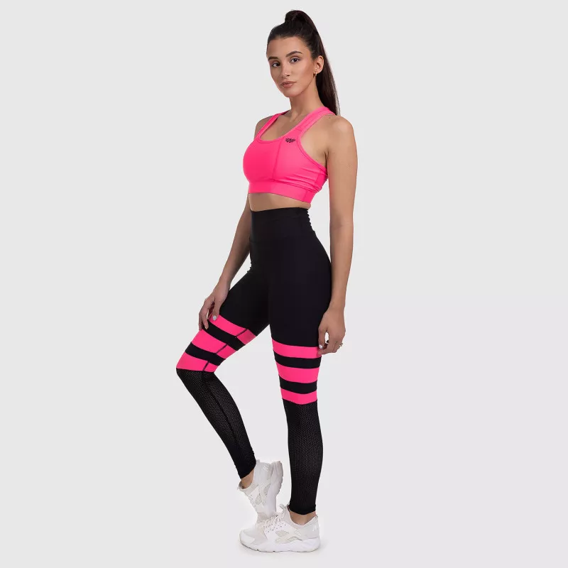 Női leggings NET Stripes - Iron Aesthetics, NEON PINK-2