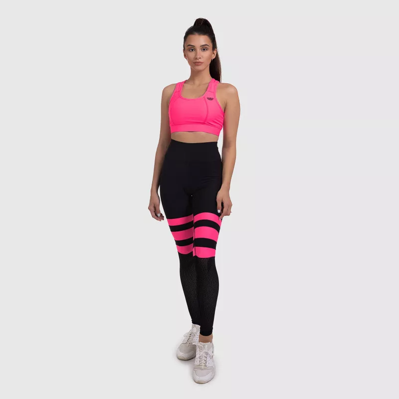 Női leggings NET Stripes - Iron Aesthetics, NEON PINK-4