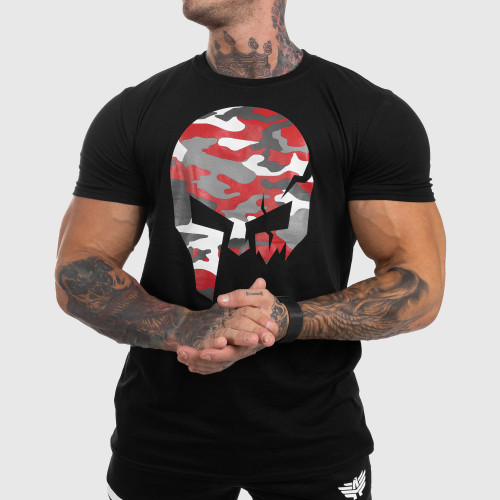 Ultrasoft póló Iron Aesthetics Skull Red Camo, fekete