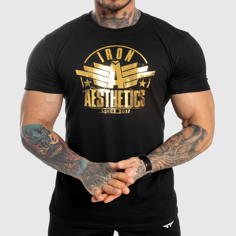 Férfi fitness póló Iron Aesthetics Force, black&gold-1