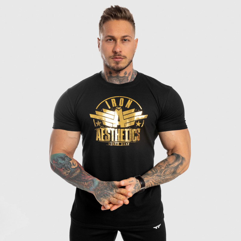 Férfi fitness póló Iron Aesthetics Force, black&gold-3