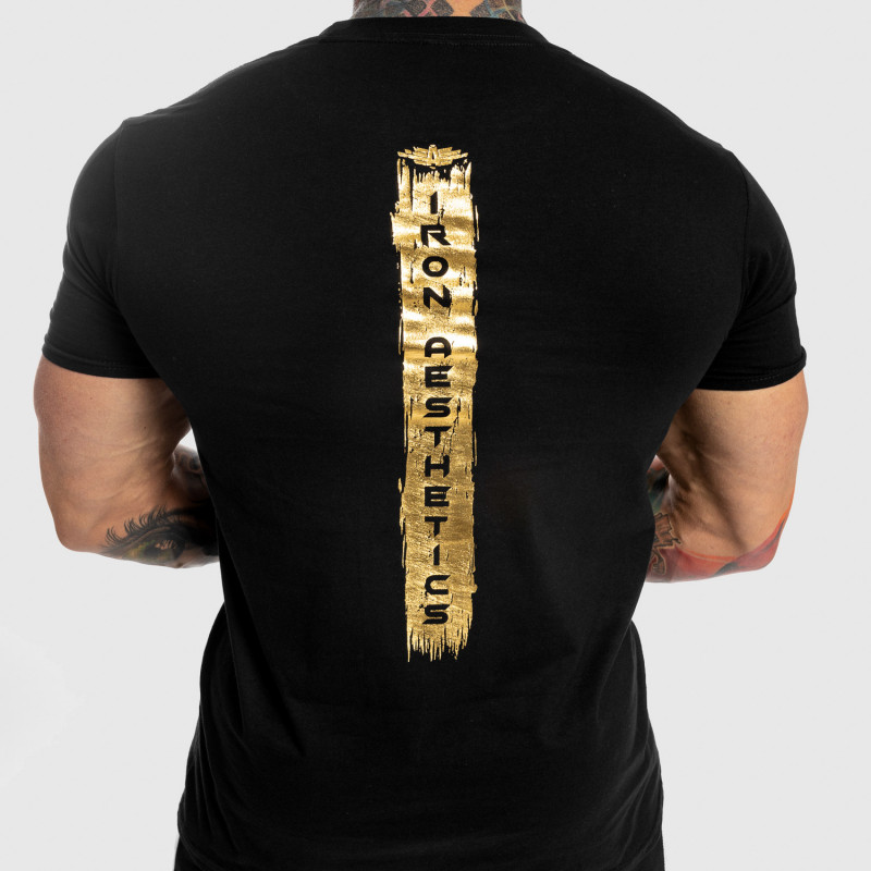 Férfi fitness póló Iron Aesthetics Force, black&gold-4