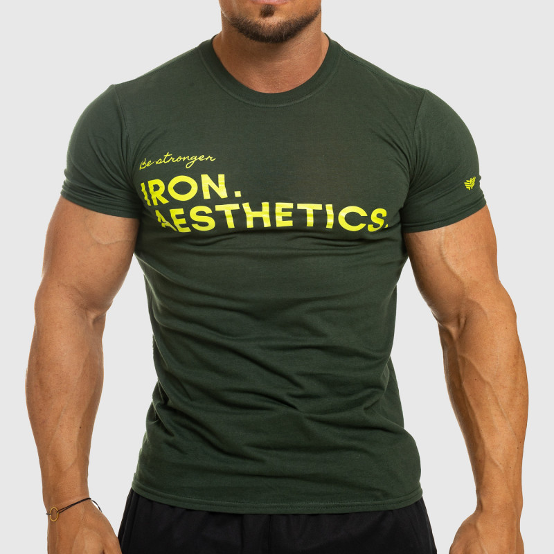 Férfi fitness póló Iron Aesthetics Be Stronger, zöld-1