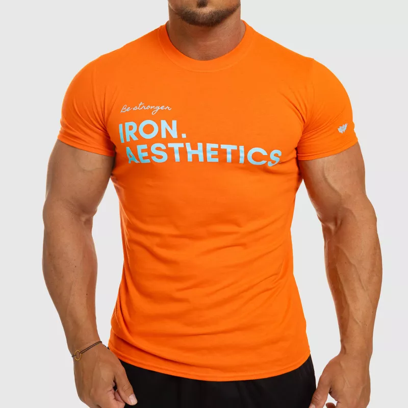 Férfi fitness póló Iron Aesthetics Be Stronger, narancssárga-1