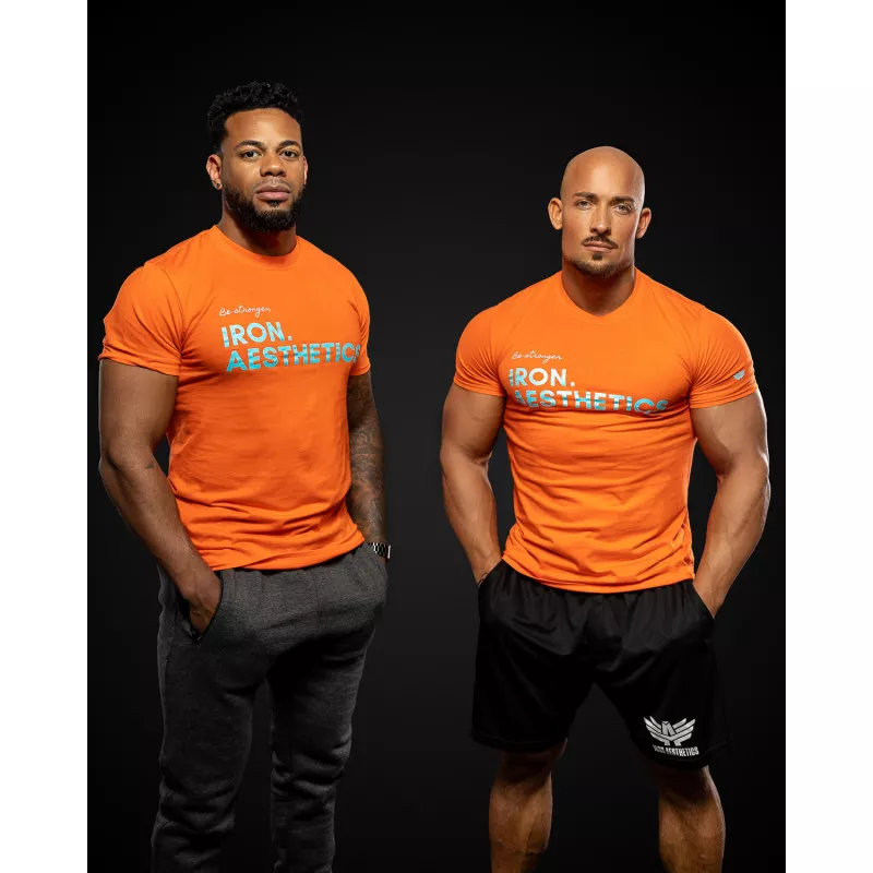 Férfi fitness póló Iron Aesthetics Be Stronger, narancssárga-10