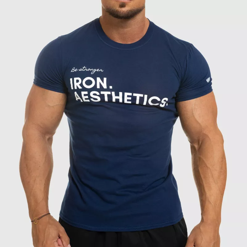 Férfi fitness póló Iron Aesthetics Be Stronger, kék-1