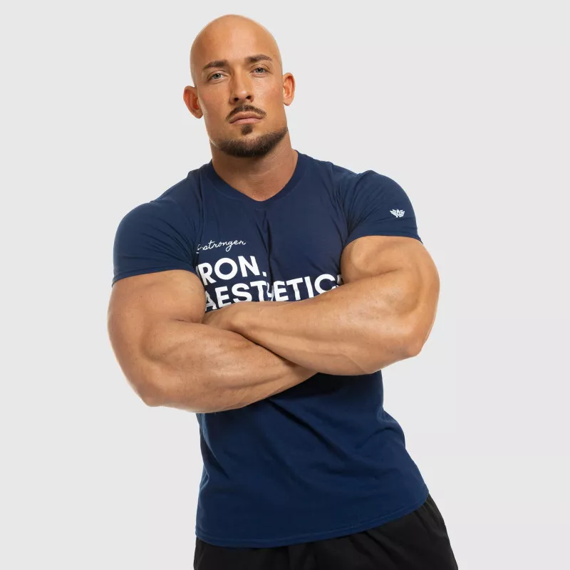 Férfi fitness póló Iron Aesthetics Be Stronger, kék-8