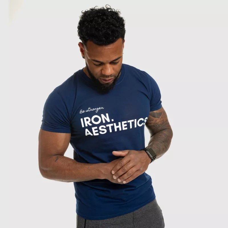 Férfi fitness póló Iron Aesthetics Be Stronger, kék-12
