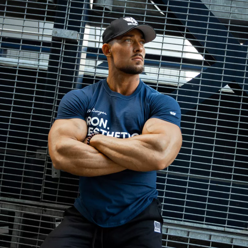 Férfi fitness póló Iron Aesthetics Be Stronger, kék-4