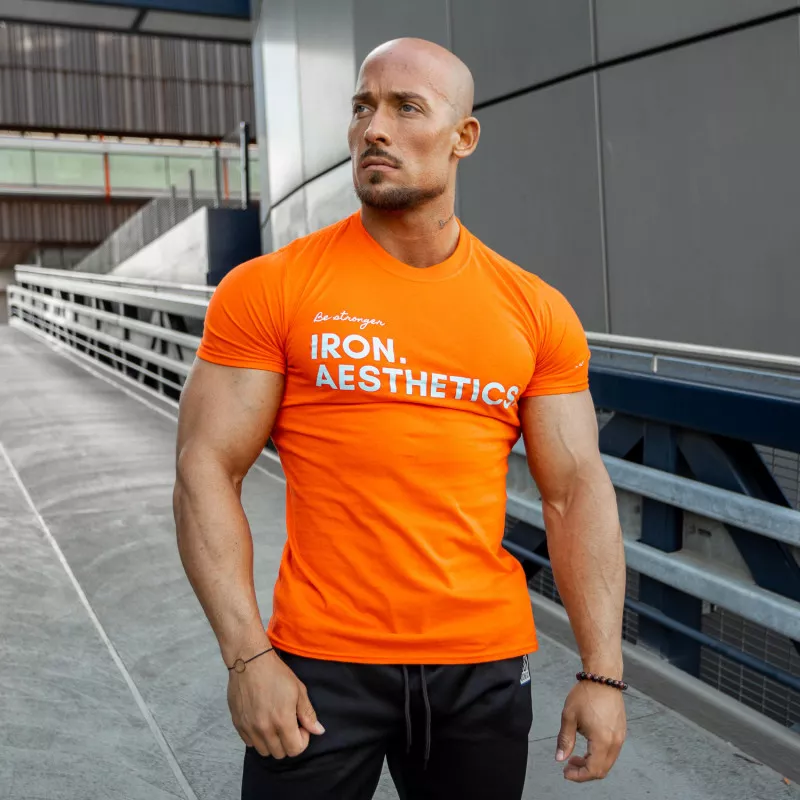 Férfi fitness póló Iron Aesthetics Be Stronger, narancssárga-2
