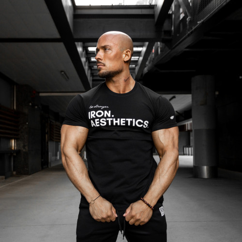 Férfi fitness póló Iron Aesthetics Be Stronger, fekete